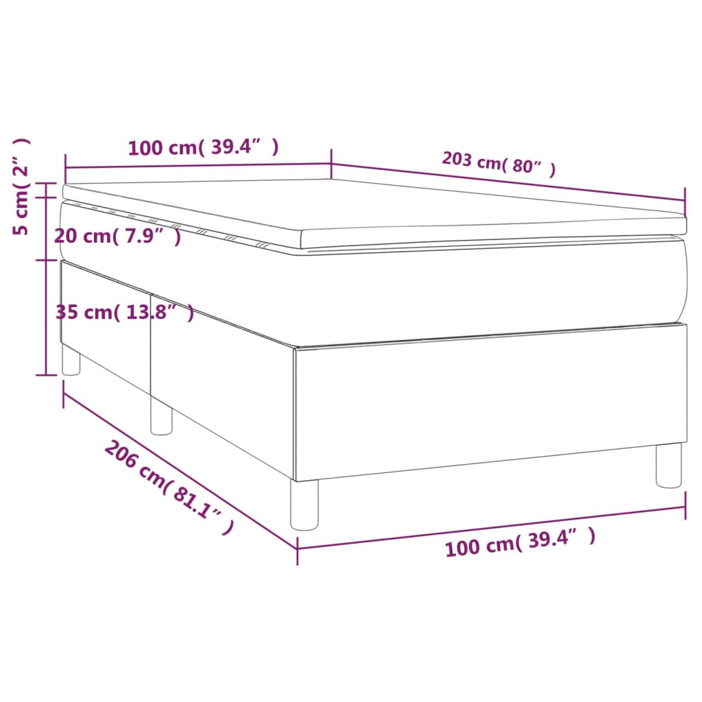 Box Spring Bed with Mattress White 39.4"x79.9" Twin XL Faux Leather