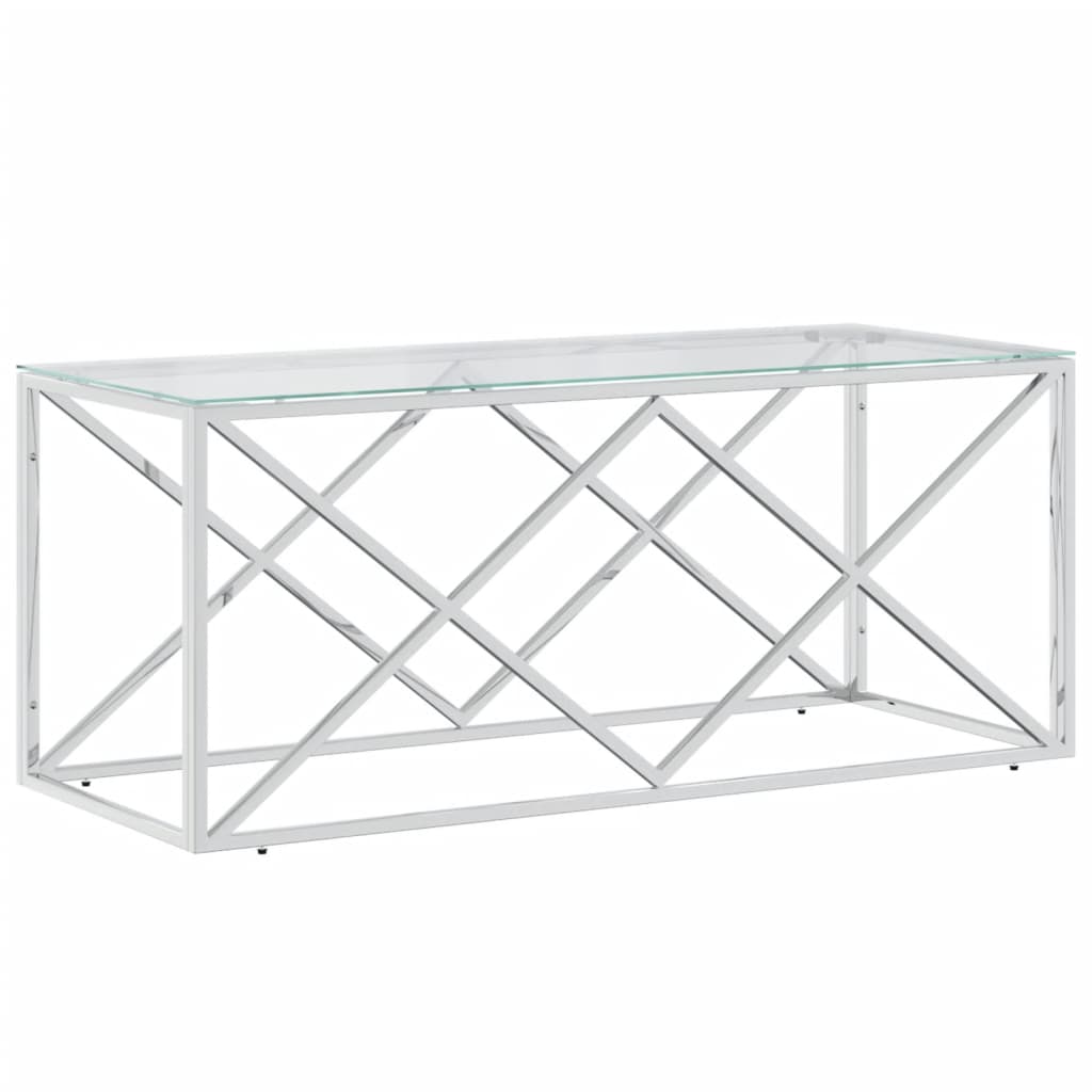 Coffee Table 43.3"x17.7"x17.7" Stainless Steel and Glass