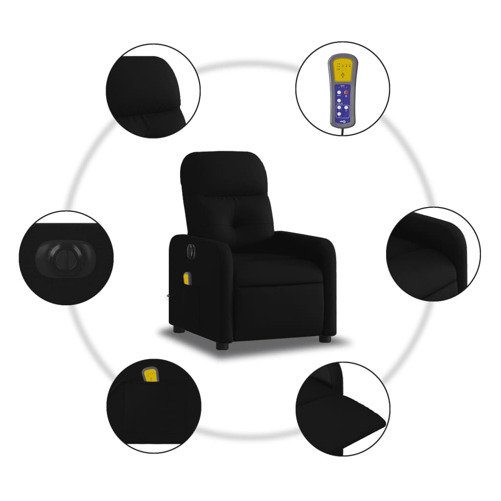 Electric Massage Recliner Chair Black Fabric