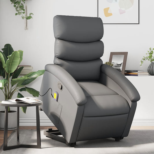 Stand up Massage Recliner Chair Gray Faux Leather