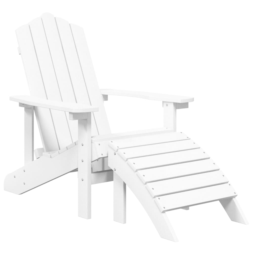 Patio Adirondack Chair with Footstool & Table HDPE White