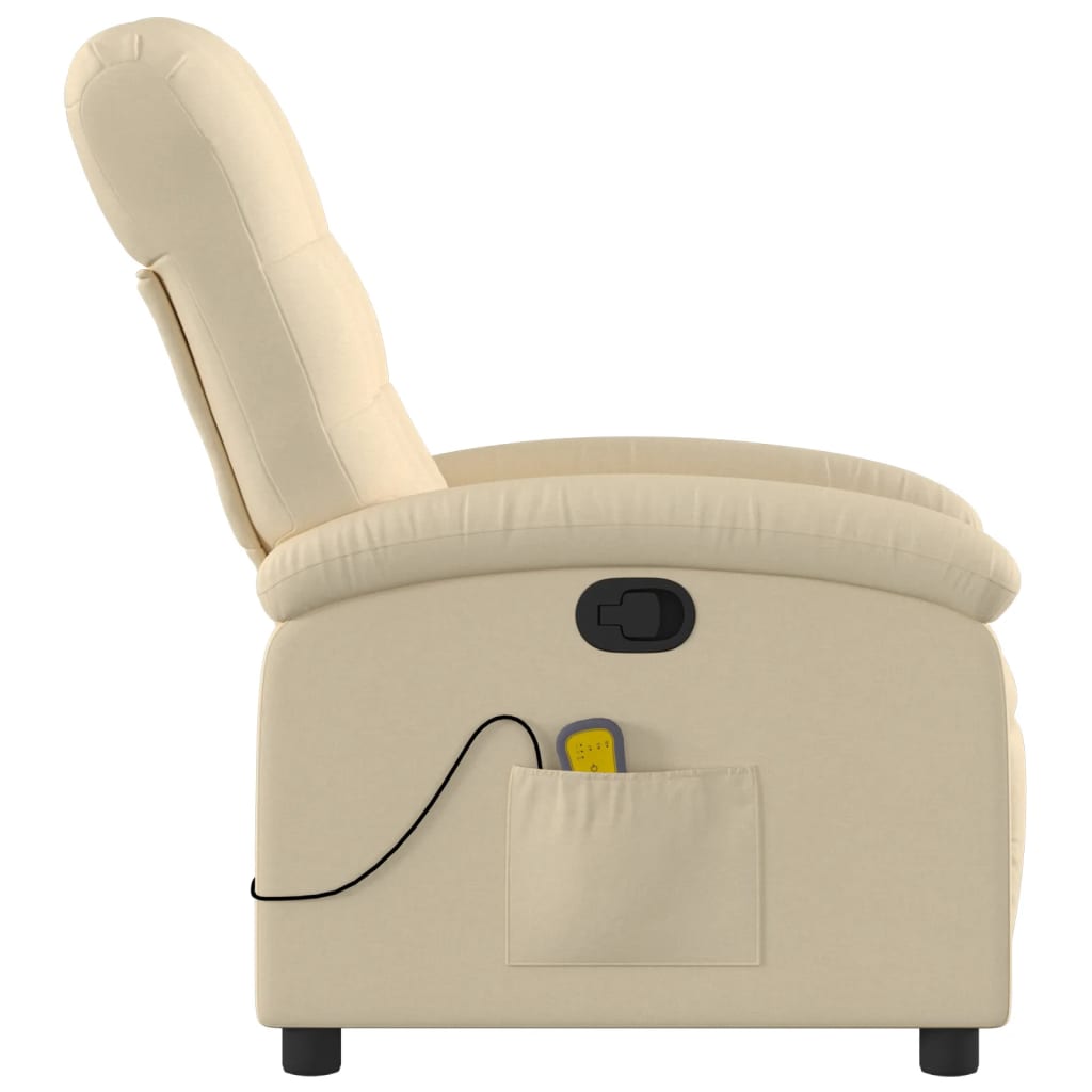 Massage Recliner Chair Cream Fabric