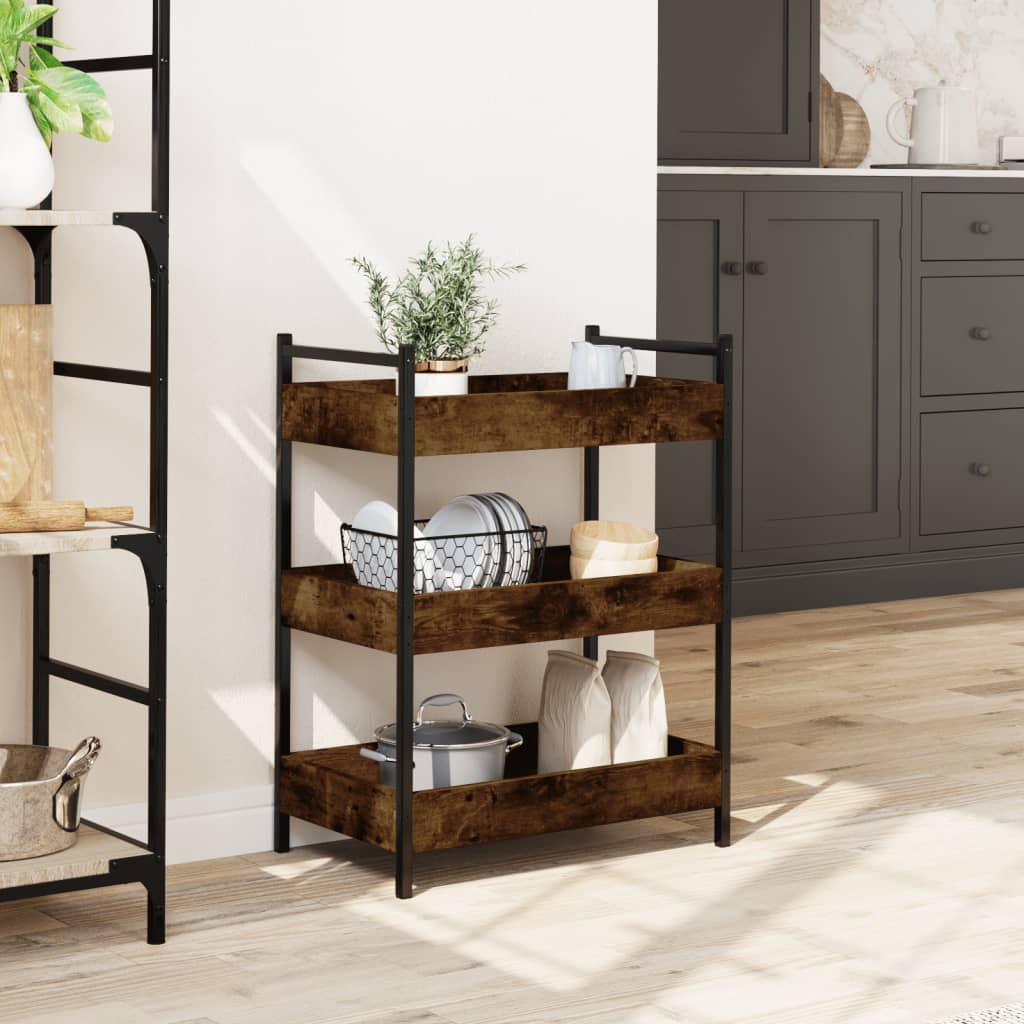 Kitchen Trolley Smoked Oak 19.7"x11.8"x27.6" Engineered Wood