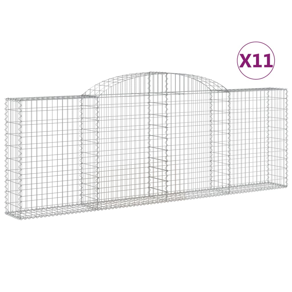 Arched Gabion Baskets 11 pcs 118.1"x11.8"x39.4"/47.2" Galvanized Iron