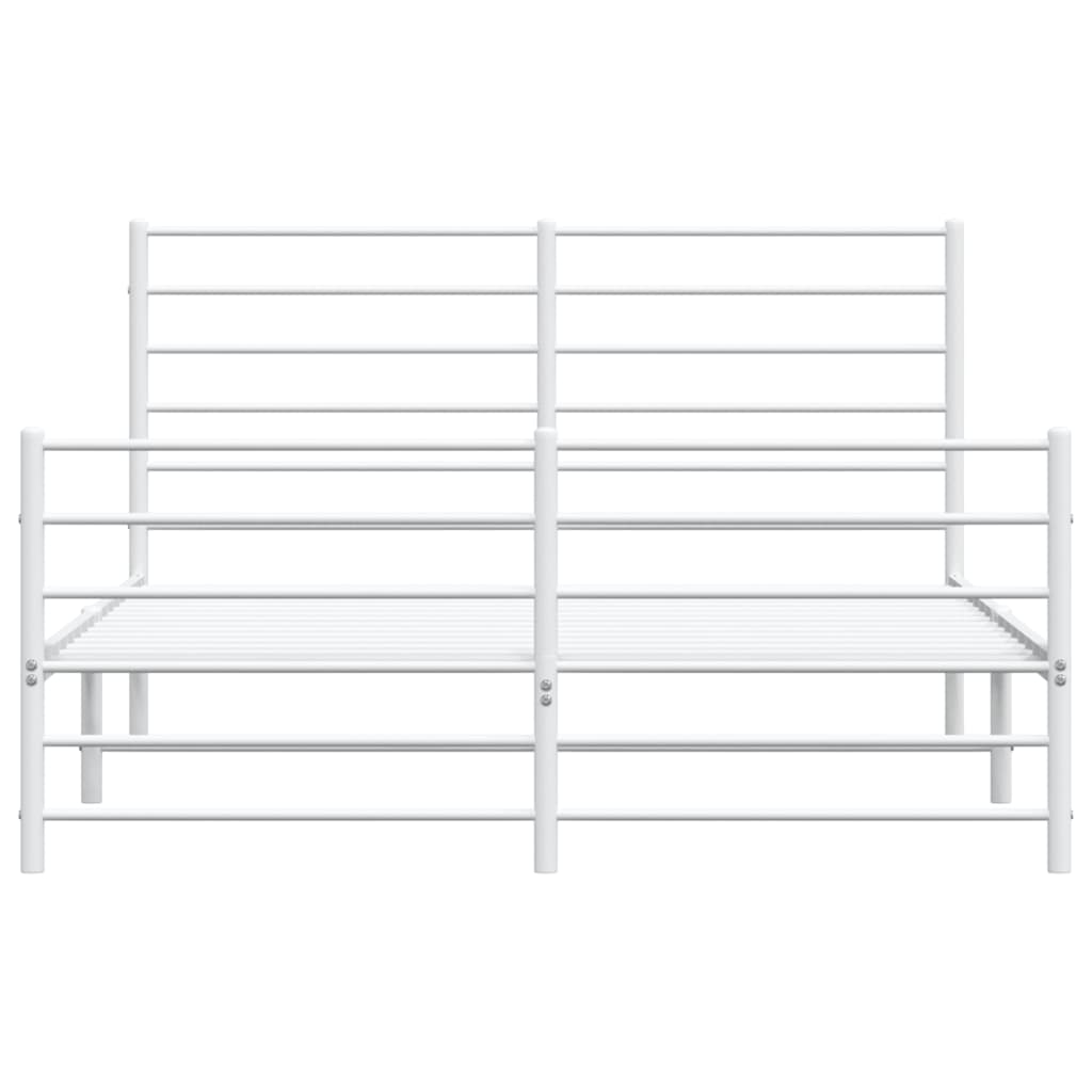 Metal Bed Frame without Mattress with Footboard White 59.1"x78.7"