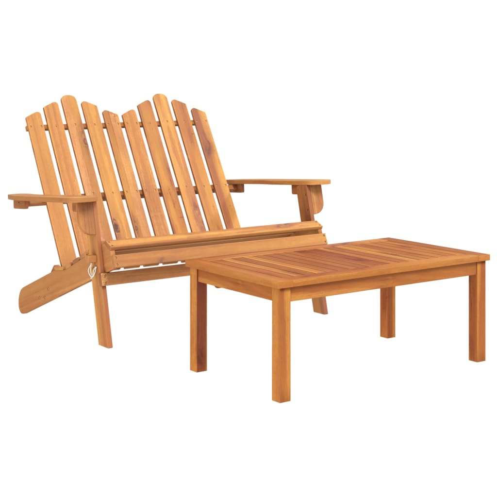 3 Piece Adirondack Patio Lounge Set Solid Wood Acacia