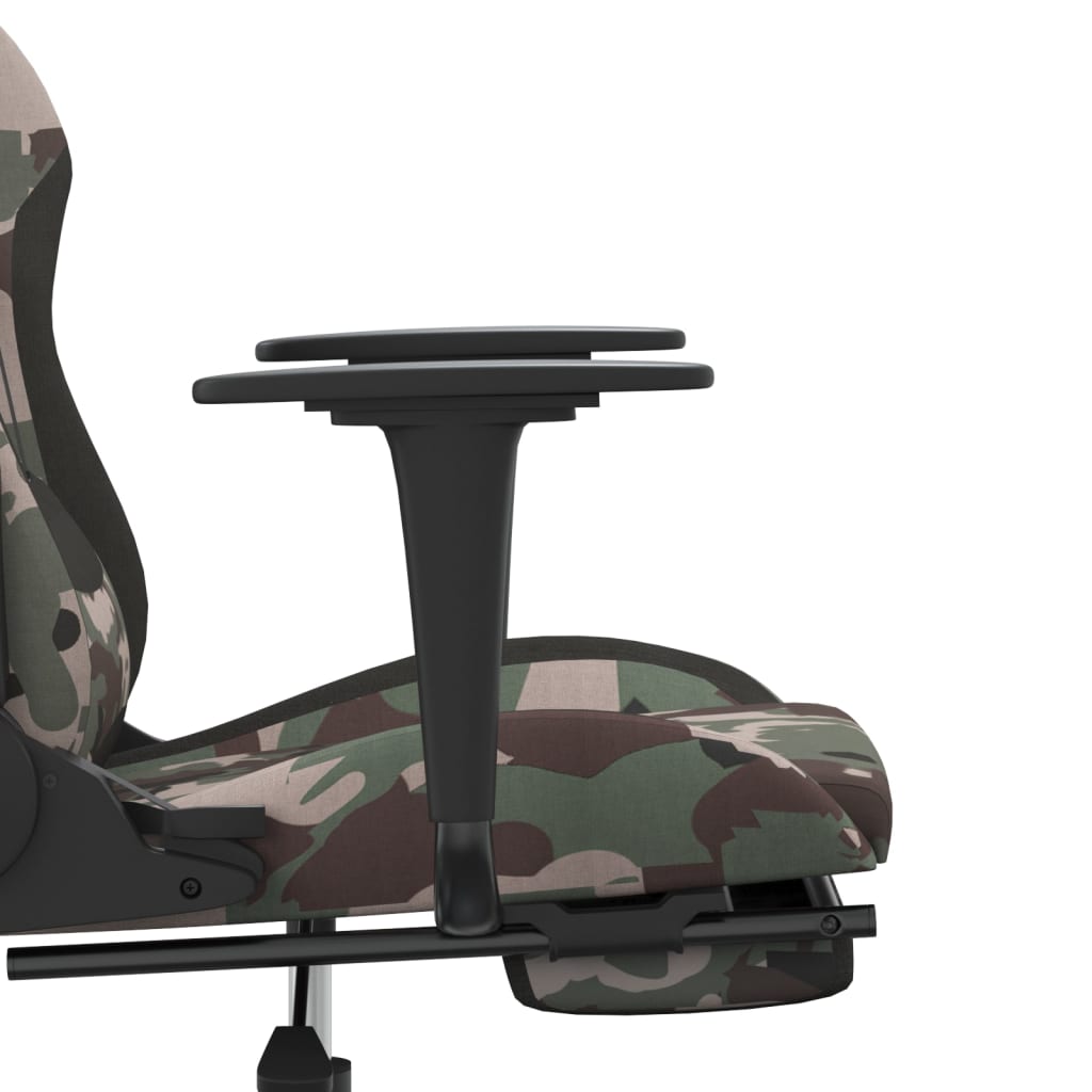 Massage Gaming Chair with Footrest Black and Camouflage Fabric