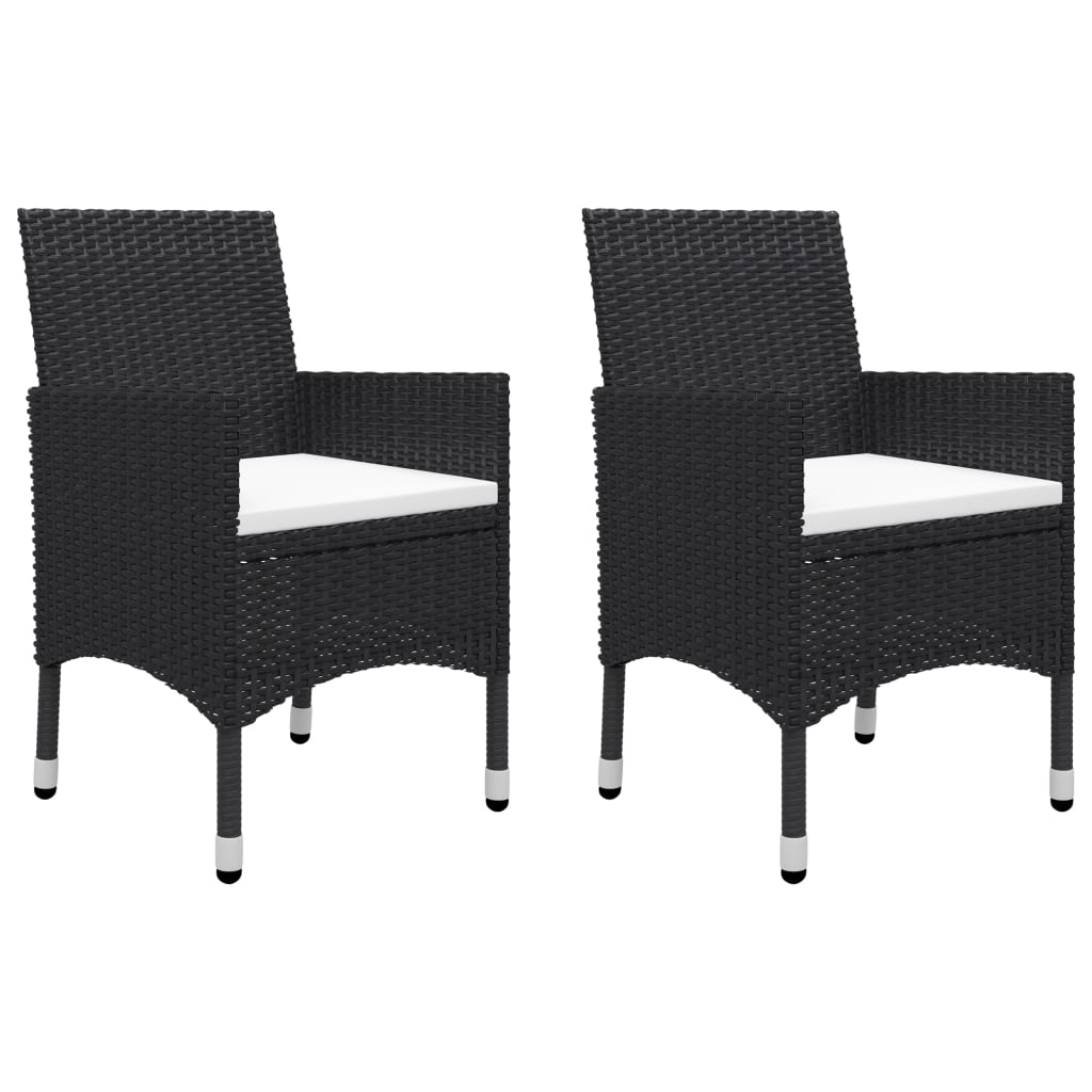 3 Piece Patio Bistro Set Poly Rattan and Acacia Wood Black