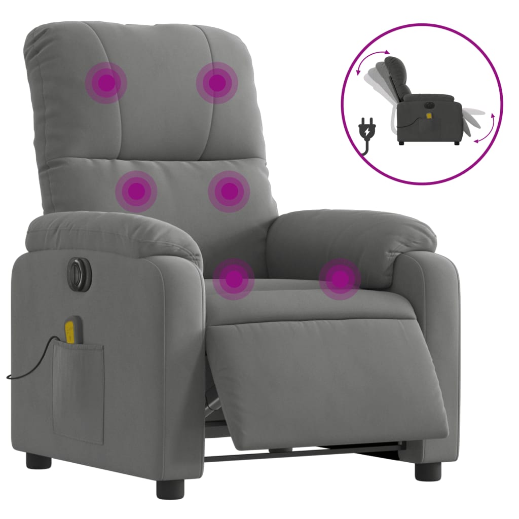 Electric Massage Recliner Chair Dark Gray Microfiber Fabric