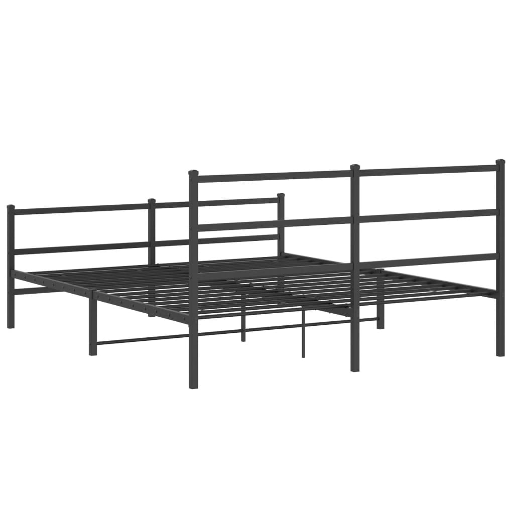 Metal Bed Frame without Mattress with Footboard��Black 59.1"x78.7"