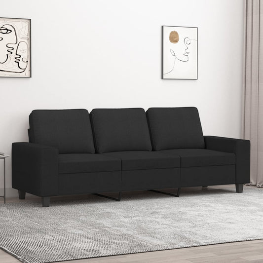 3-Seater Sofa Black 70.9" Fabric