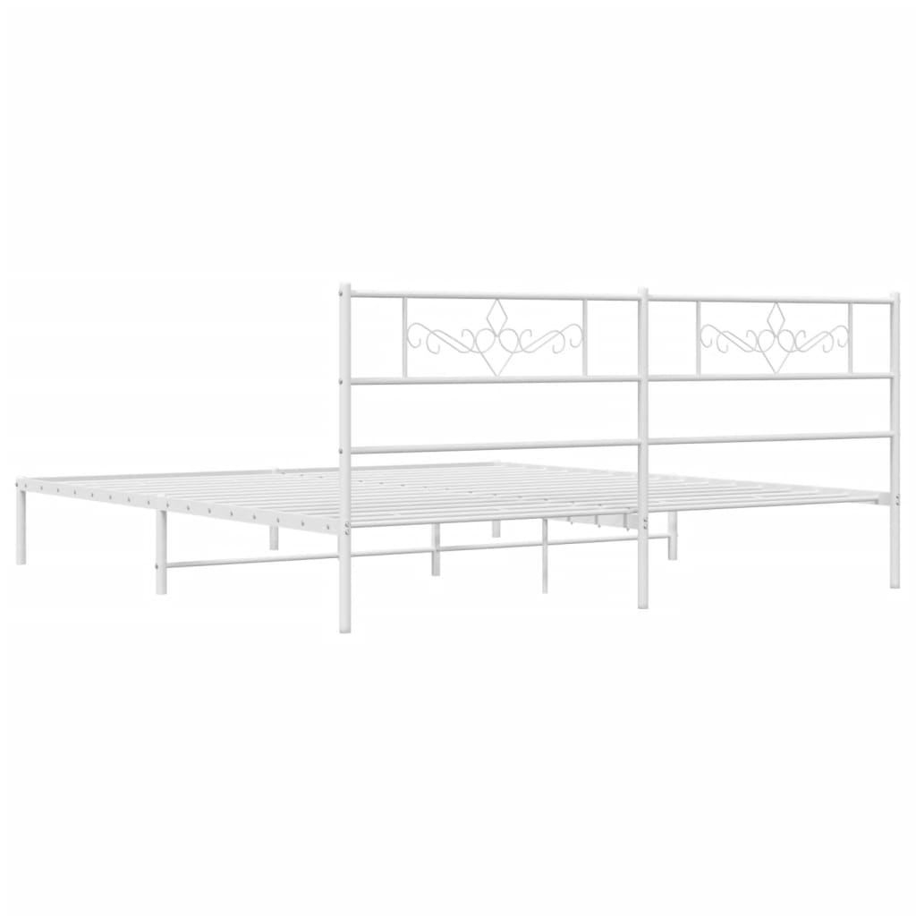 Metal Bed Frame without Mattress with Headboard White 76"x79.9"