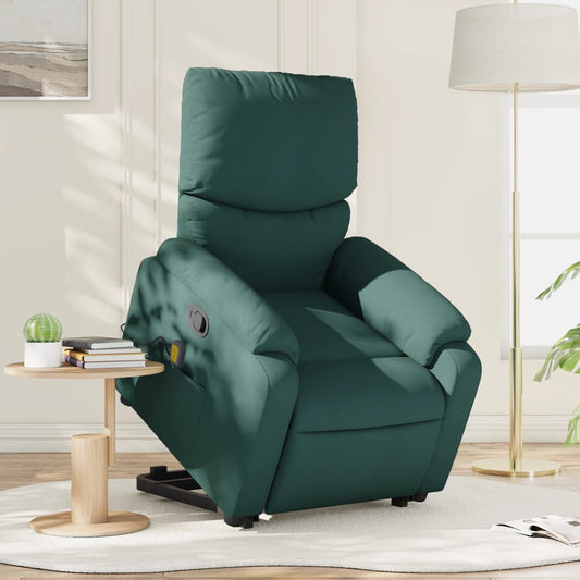 Stand up Massage Recliner Chair Dark Green Fabric