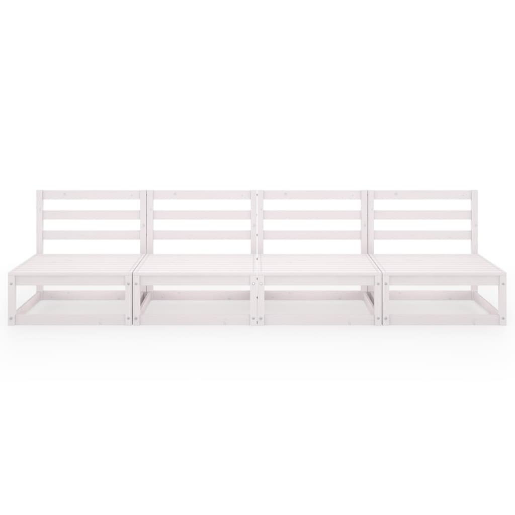 Patio 4-Seater Sofa White Solid Pinewood