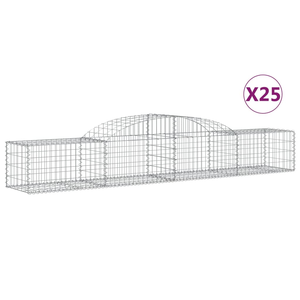 Arched Gabion Baskets 25 pcs 118.1"x19.7"x15.7"/23.6" Galvanized Iron