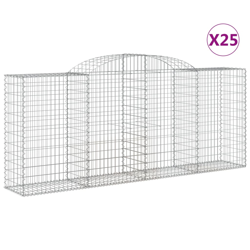 Arched Gabion Baskets 25 pcs 118.1"x19.7"x47.2"/55.1" Galvanized Iron