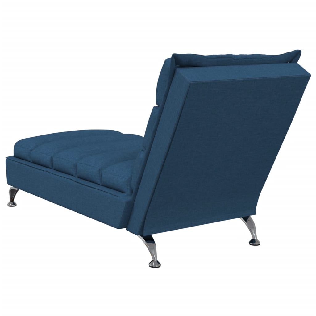 Chaise Lounge with Cushions Blue Fabric