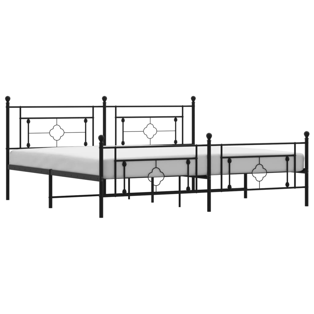 Metal Bed Frame without Mattress with Footboard Black 76"x79.9"