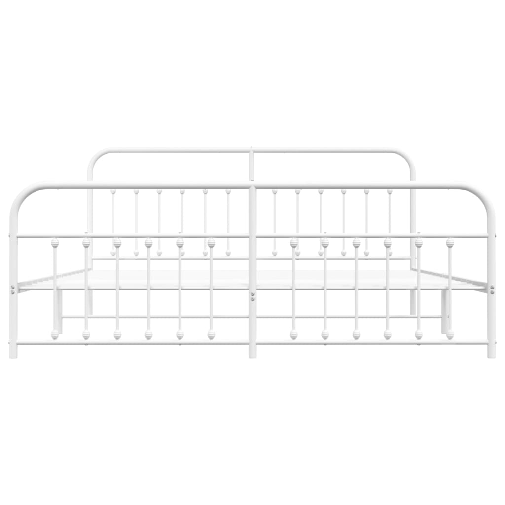 Metal Bed Frame without Mattress with Footboard White 76"x79.9"