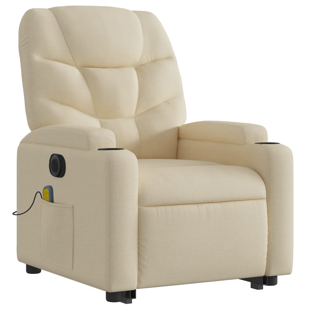 Electric Stand up Massage Recliner Chair Cream Fabric