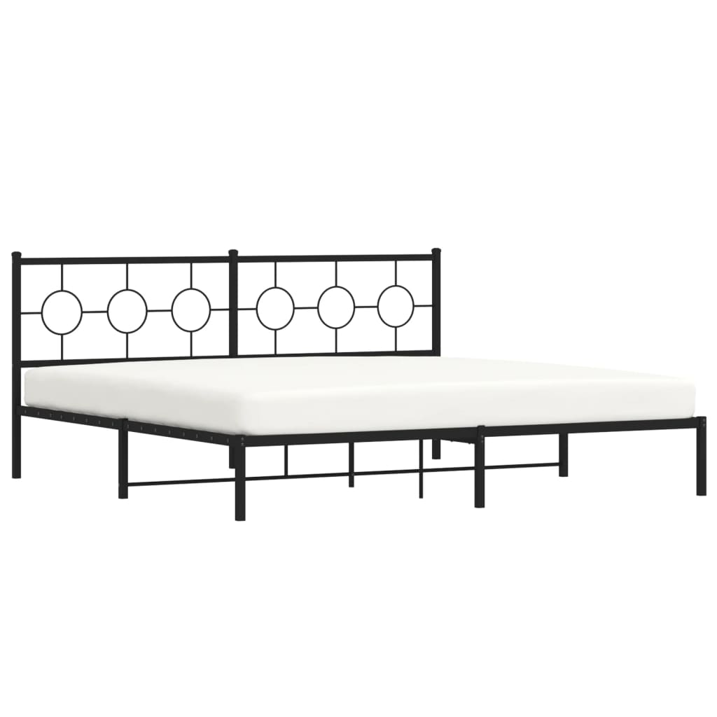 Metal Bed Frame without Mattress with Headboard Black 76"x79.9"