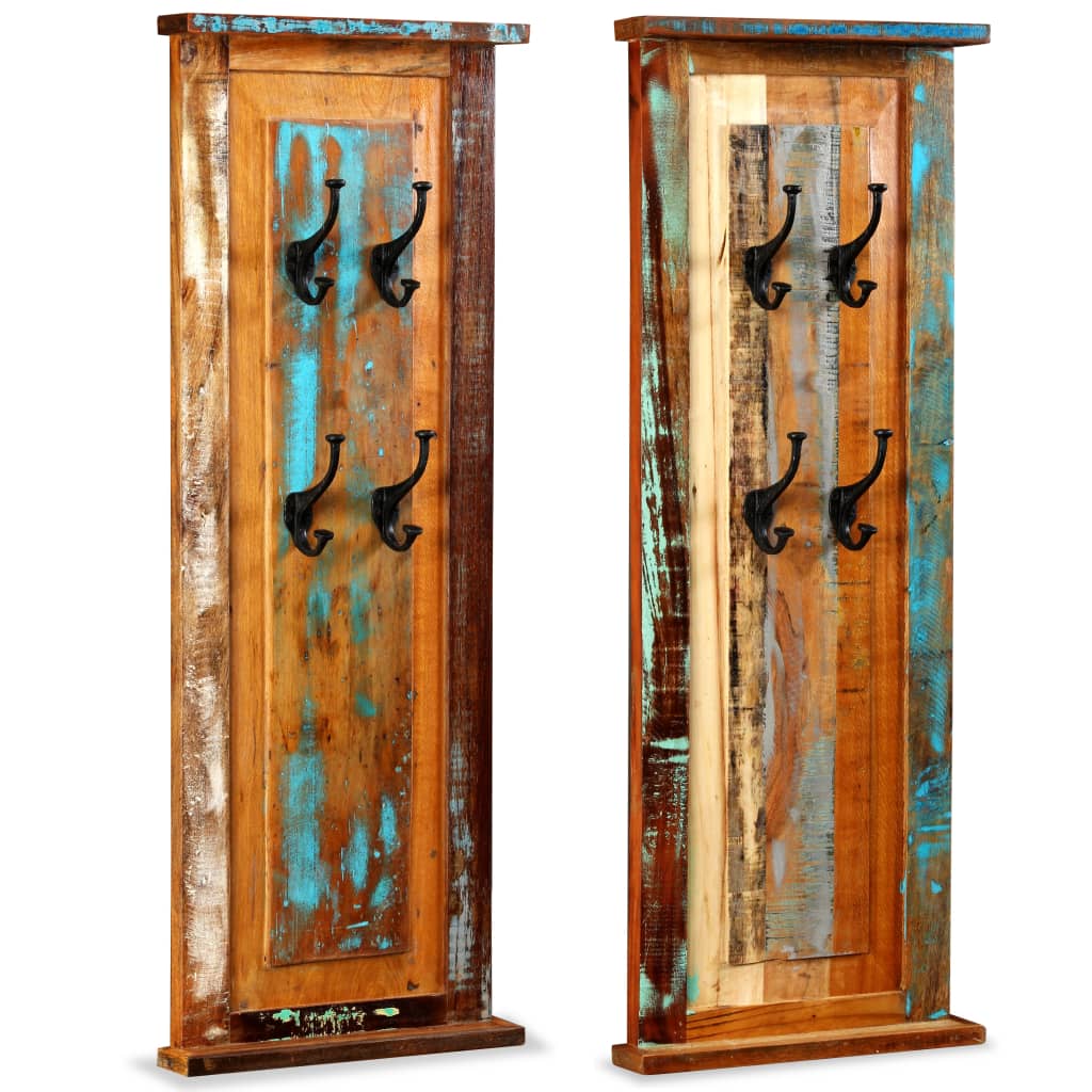 Coat Racks 2 pcs Solid Reclaimed Wood 15"x39.4"