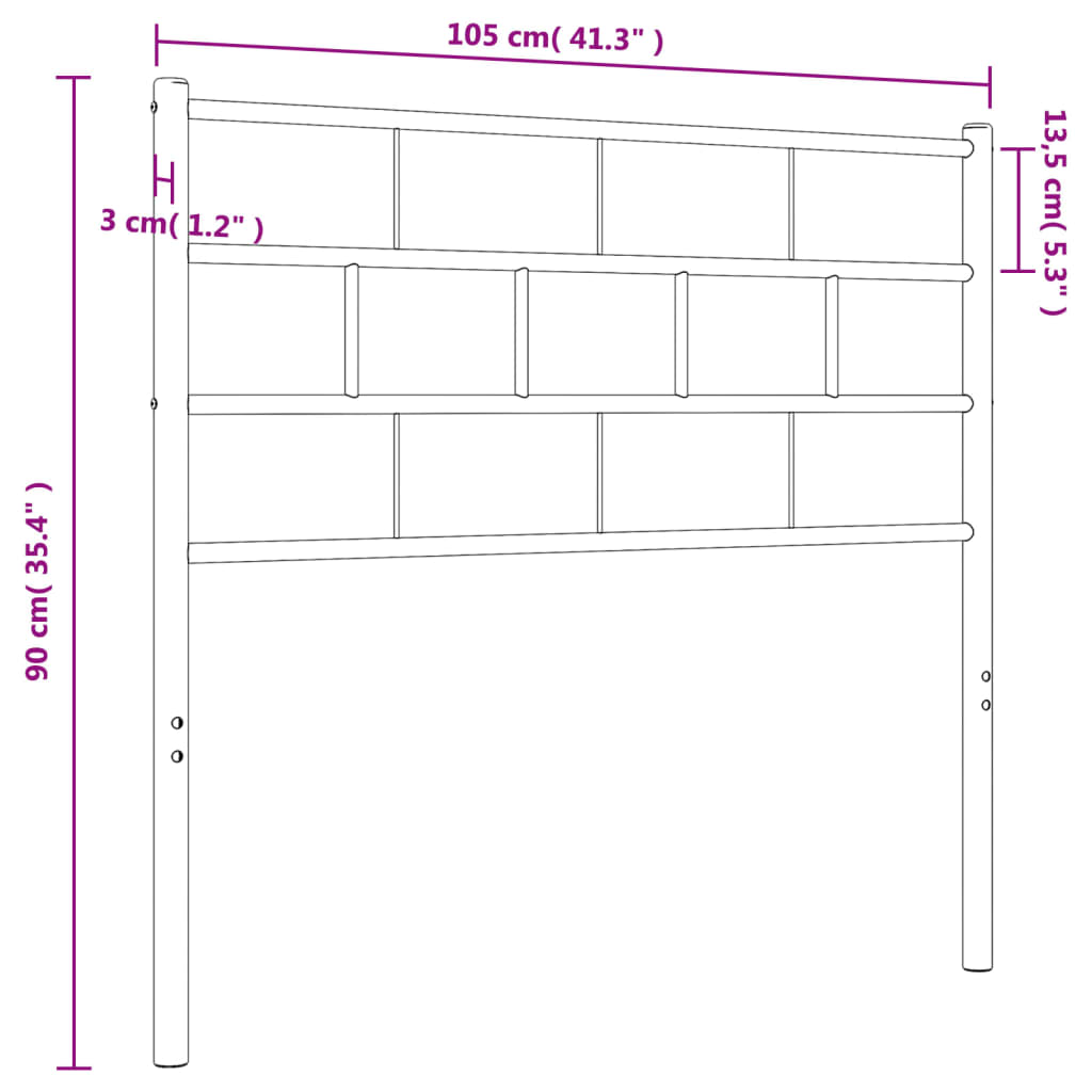 Metal Headboard White 39.4"