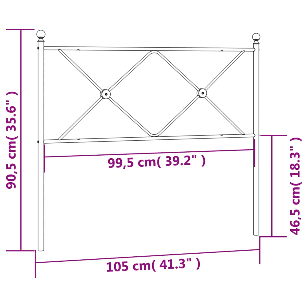 Metal Headboard Black 39.4"