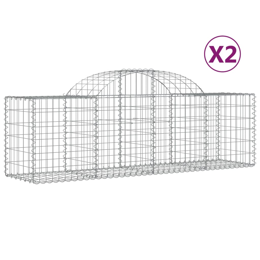 Arched Gabion Baskets 2 pcs 78.7"x19.7"x23.6"/31.5" Galvanized Iron