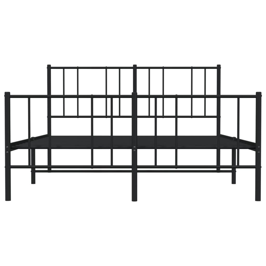 Metal Bed Frame without Mattress with Footboard Black 53.1"x74.8"