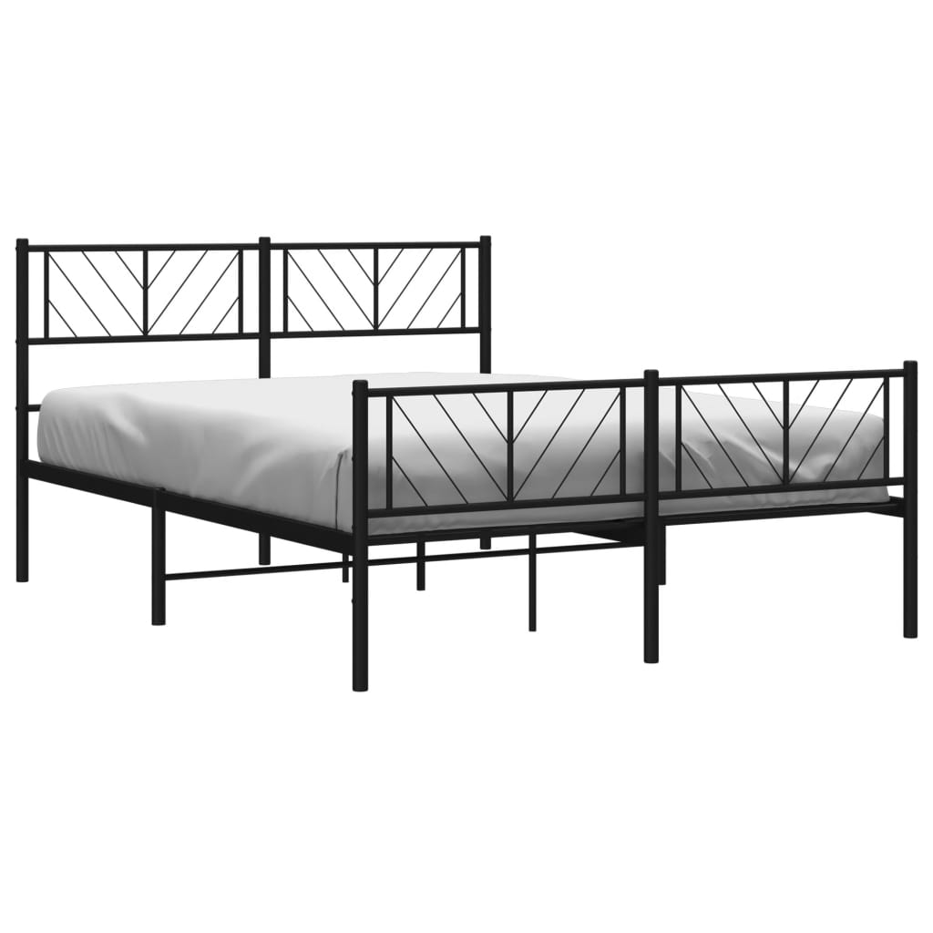 Metal Bed Frame without Mattress with Footboard Black 59.1"x78.7"