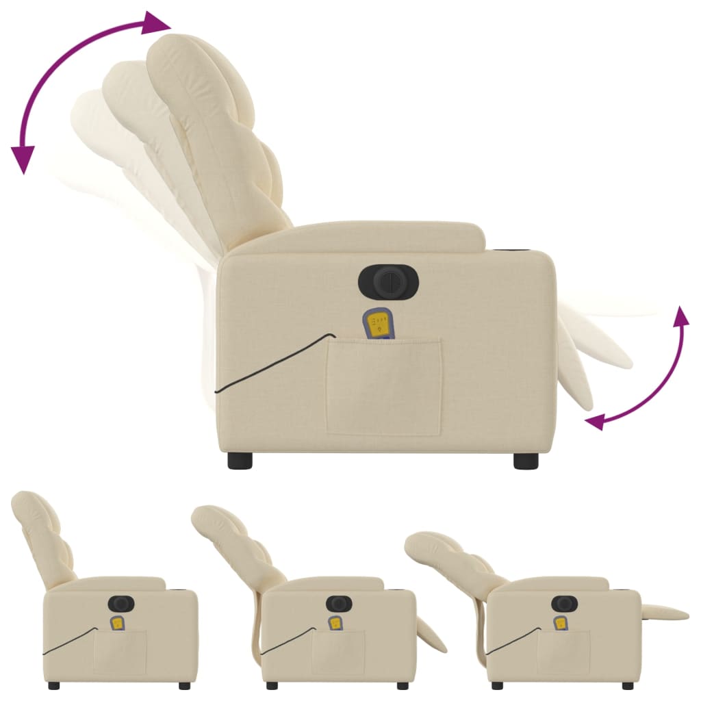 Electric Massage Recliner Chair Cream Fabric