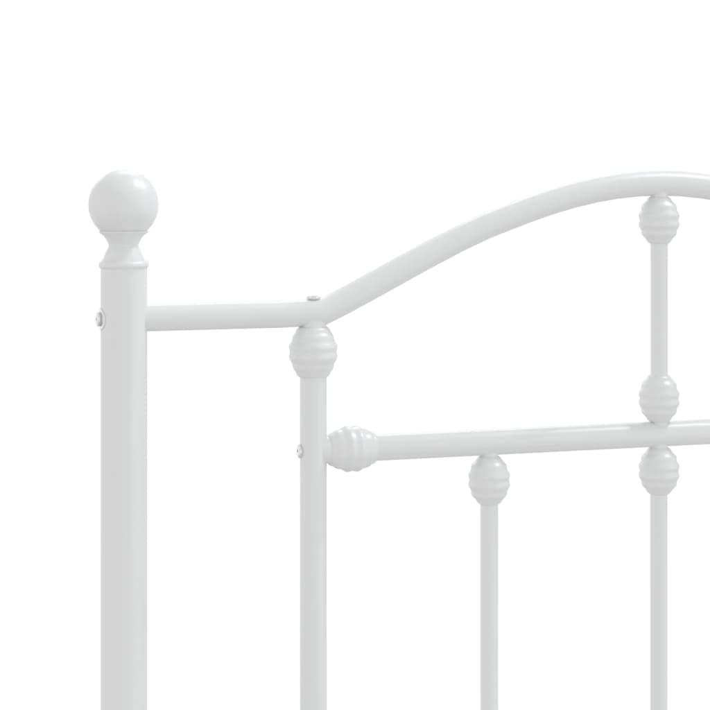 Metal Bed Frame without Mattress with Footboard White 39.4"x78.7"