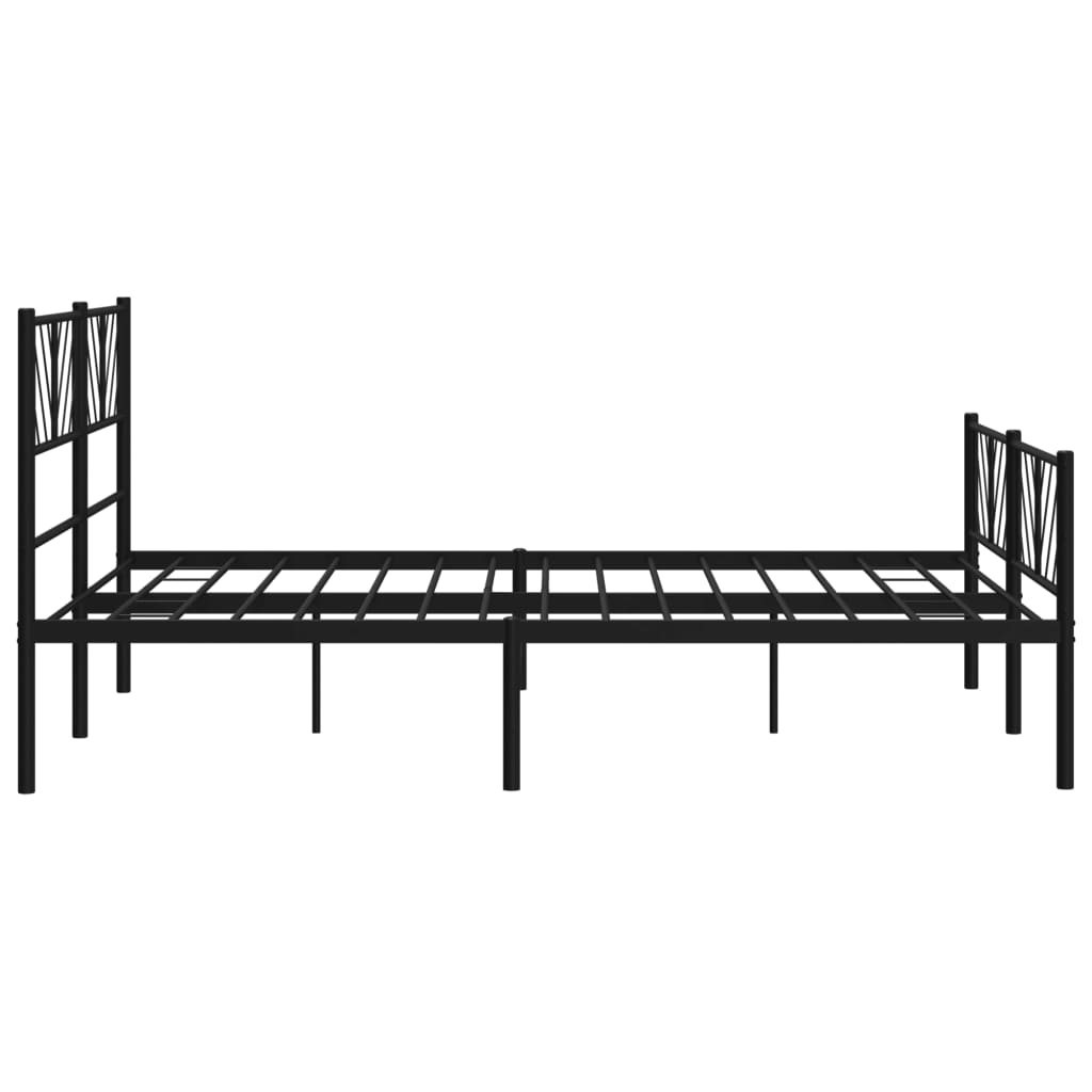 Metal Bed Frame without Mattress with Footboard Black 59.1"x78.7"