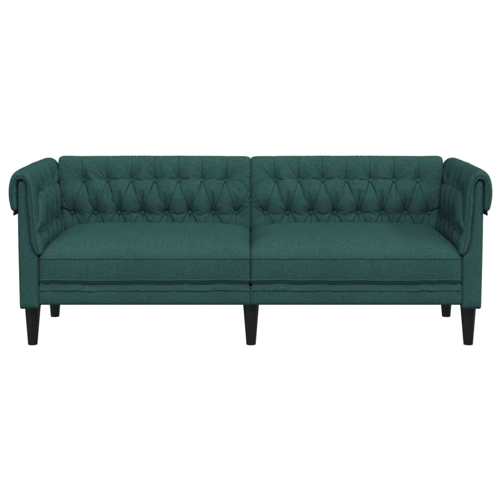 Chesterfield Sofa 3-Seater Dark Green Fabric