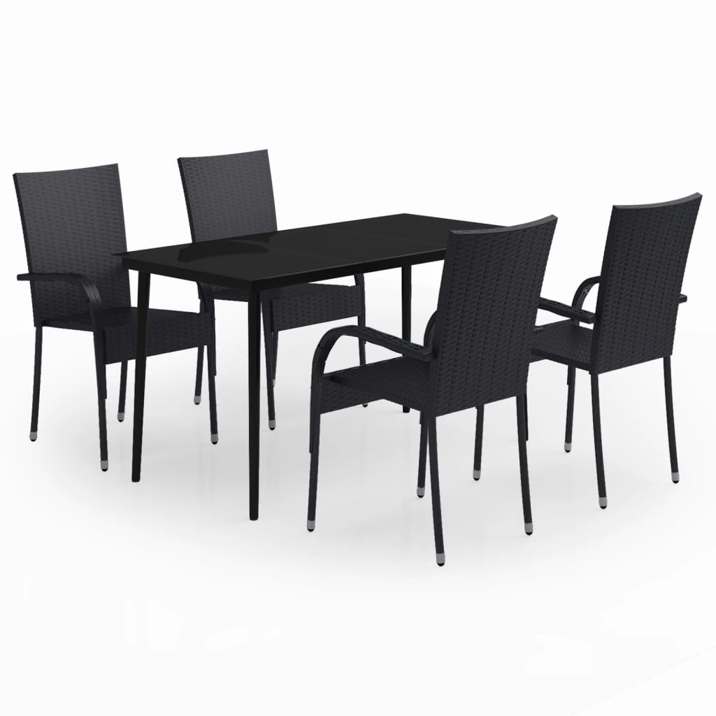 5 Piece Patio Dining Set Black