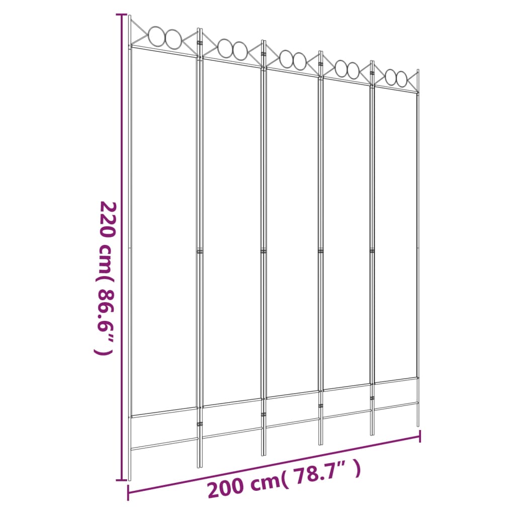 5-Panel Room Divider Anthracite 78.7"x86.6" Fabric