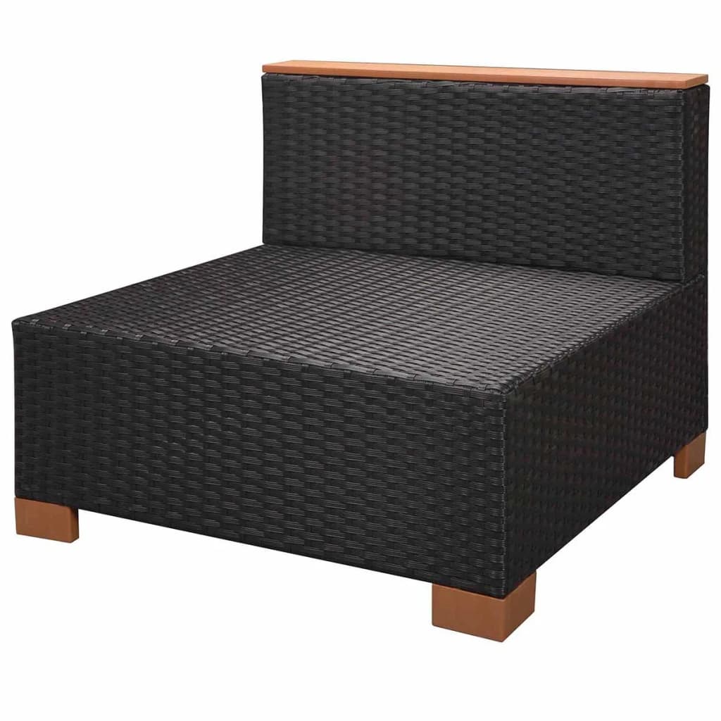 8 Piece Patio Lounge Set with Cushions Poly Rattan Black