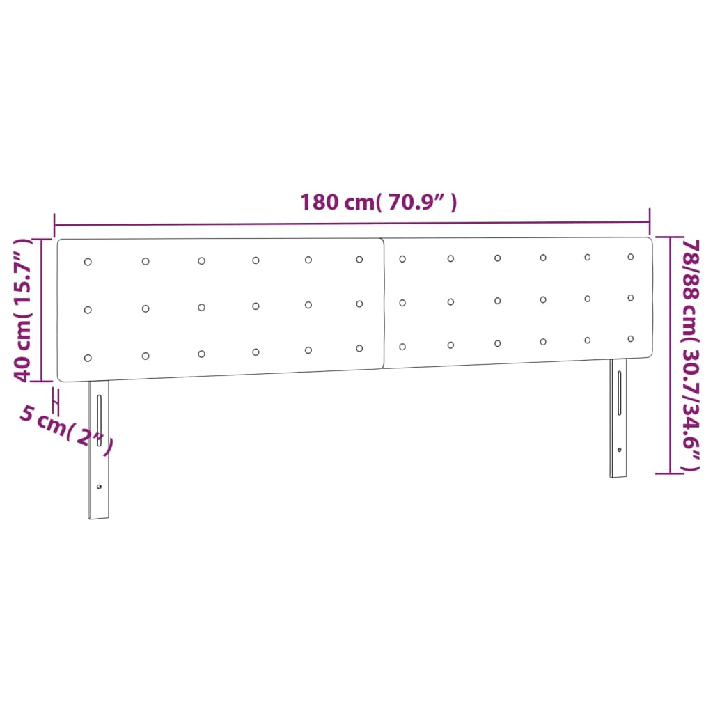 Headboards 2 pcs Light Gray 35.4"x2"x30.7"/34.6" Fabric