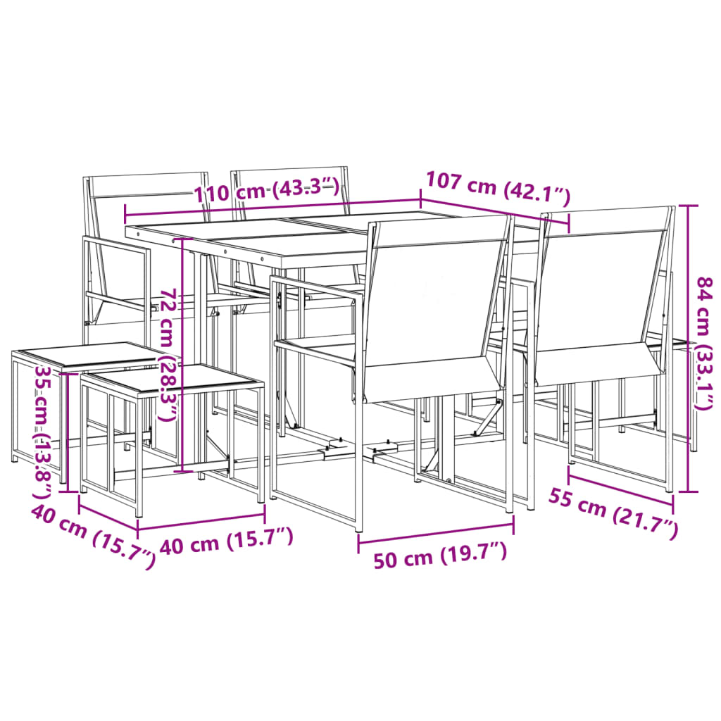 9 Piece Patio Dining Set Black Textilene