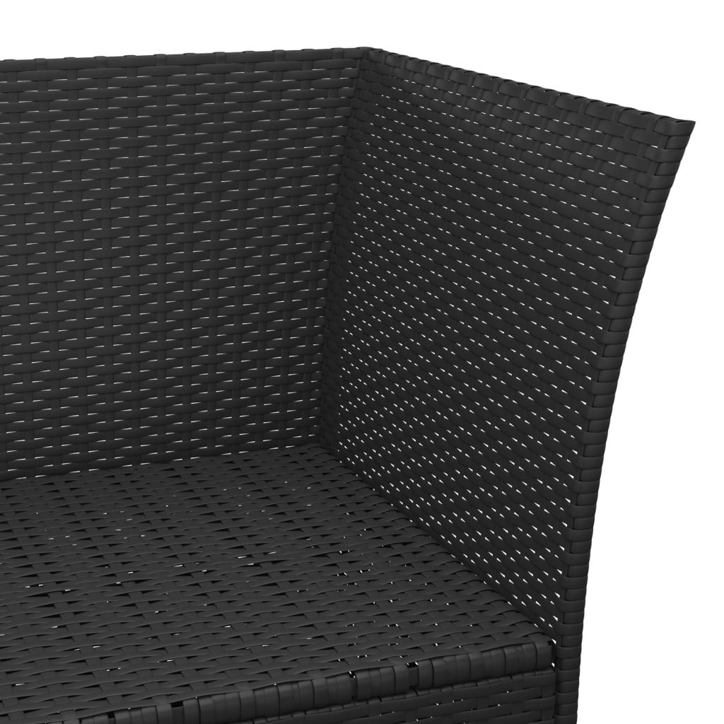 4 Piece Patio Lounge Set with Cushions Black Poly Rattan