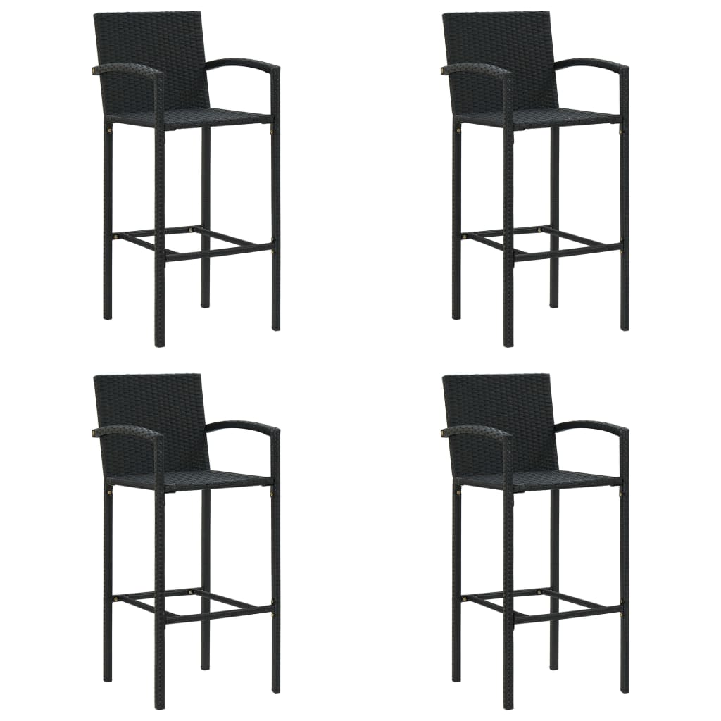 5 Piece Patio Bar Set Black Poly Rattan