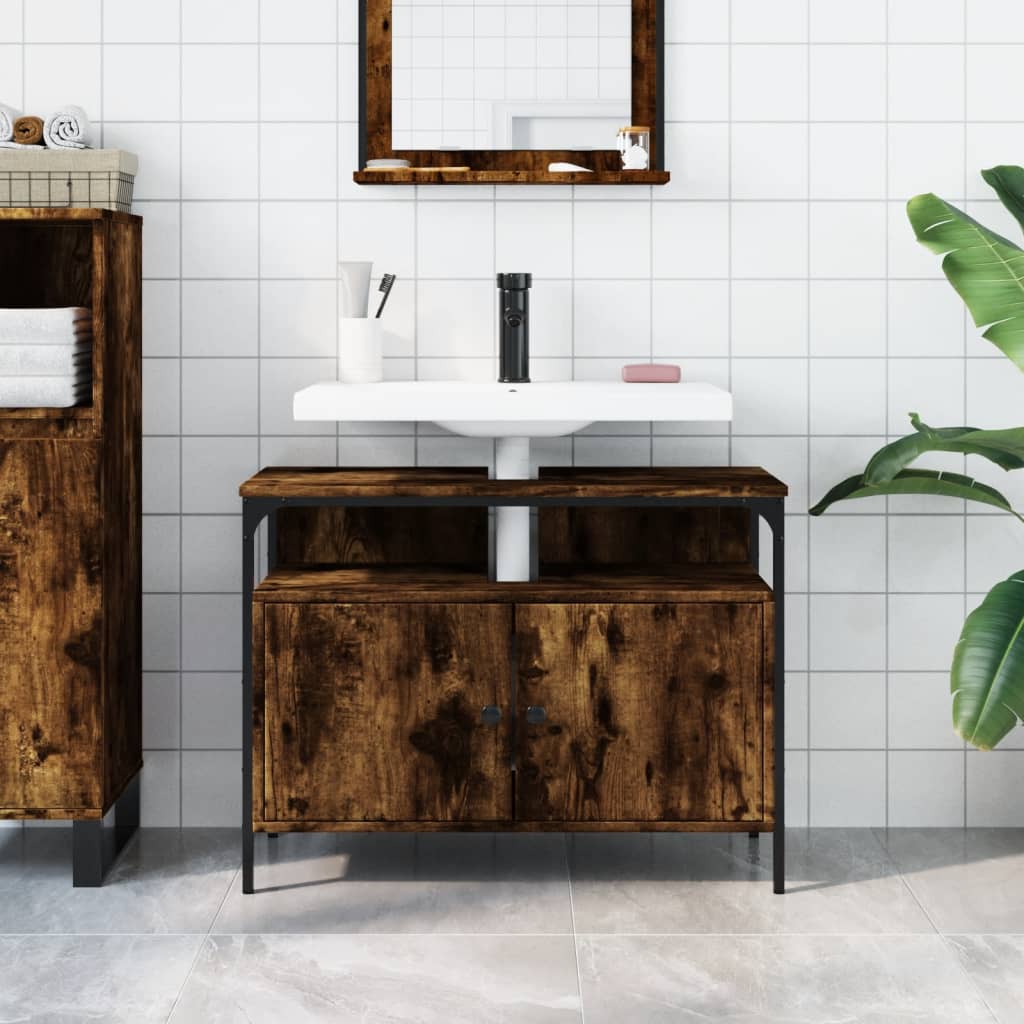 Bathroom Sink Cabinet Smoked Oak 31.5"x11.8"x23.6" Engineered Wood