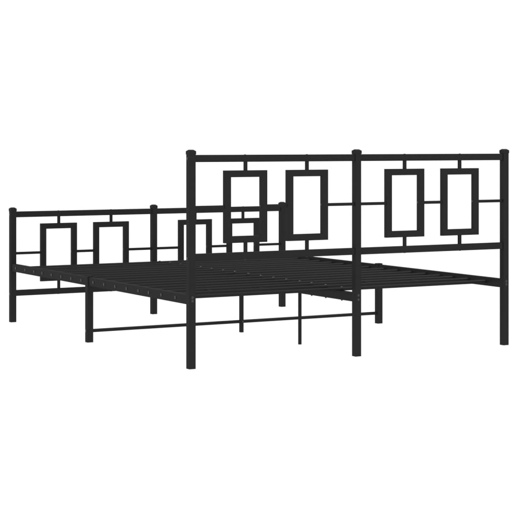 Metal Bed Frame without Mattress with Footboard Black 59.1"x78.7"