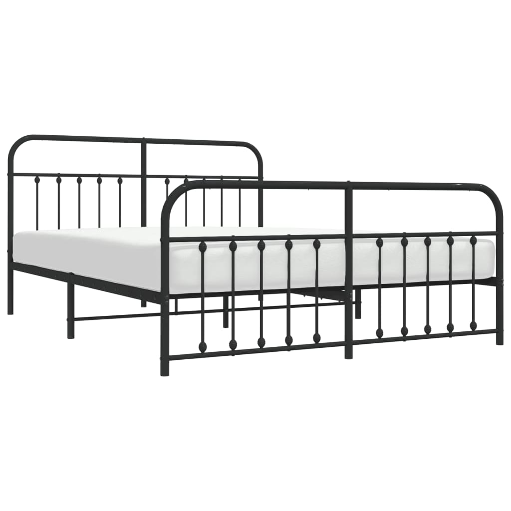 Metal Bed Frame without Mattress with Footboard Black 72"x83.9"