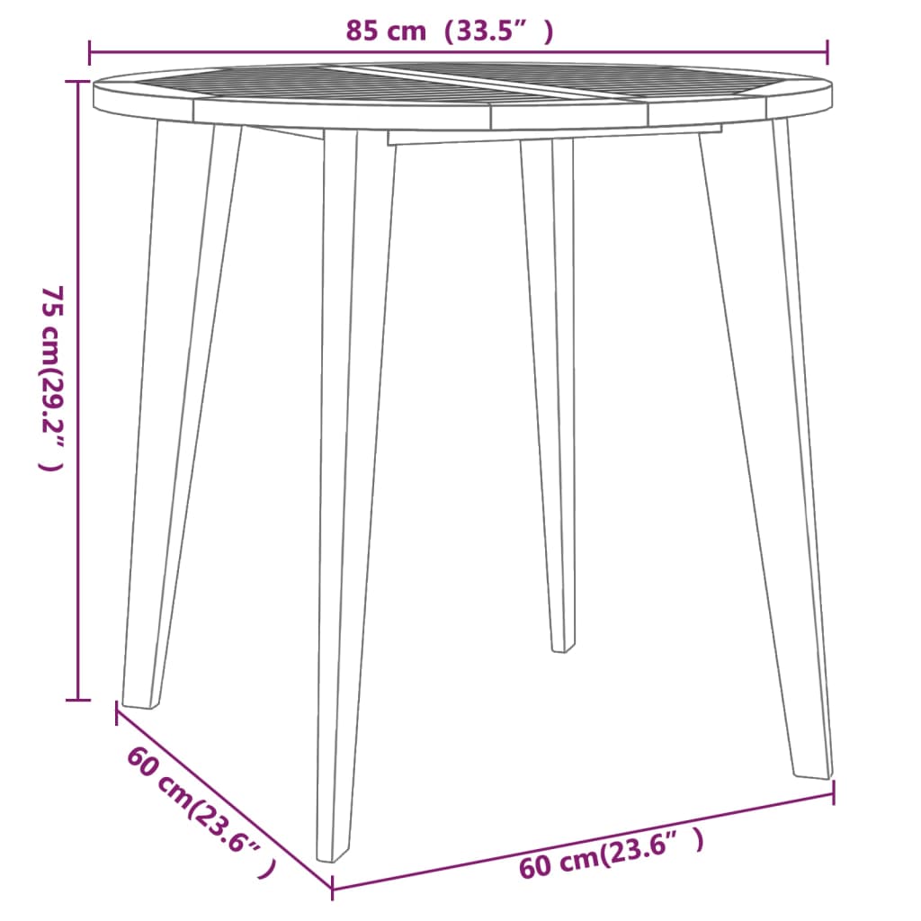 5 Piece Patio Dining Set Solid Wood Acacia