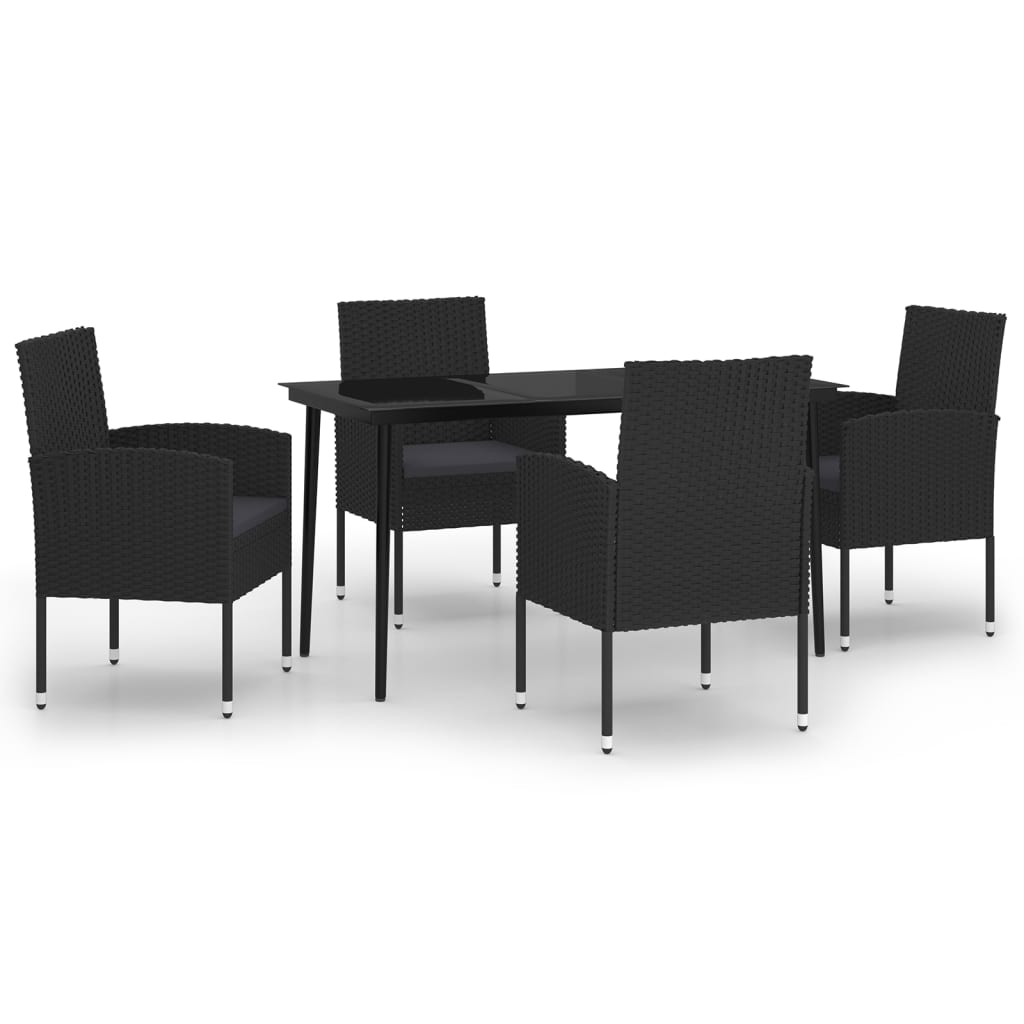 5 Piece Patio Dining Set Black