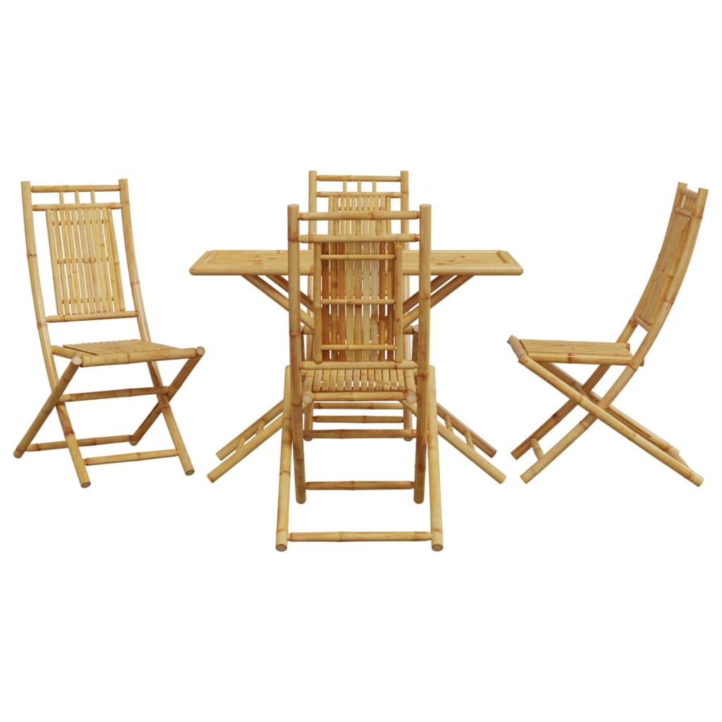 5 Piece Patio Dining Set Bamboo