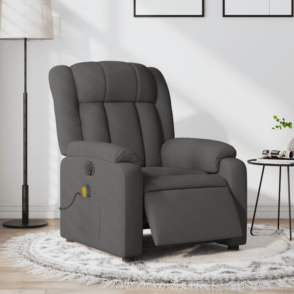 Electric Massage Recliner Chair Dark Gray Fabric