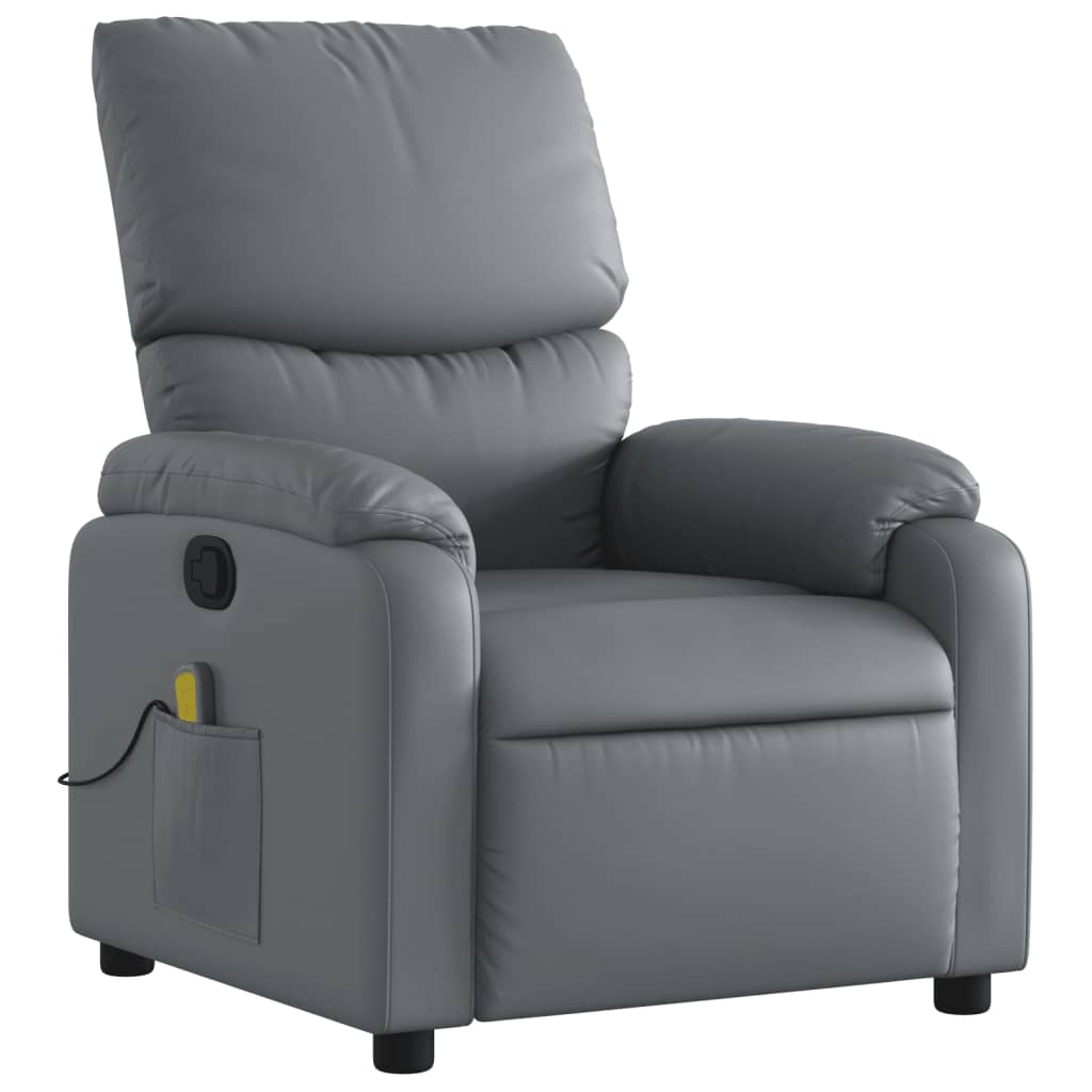 Massage Recliner Chair Gray Faux Leather